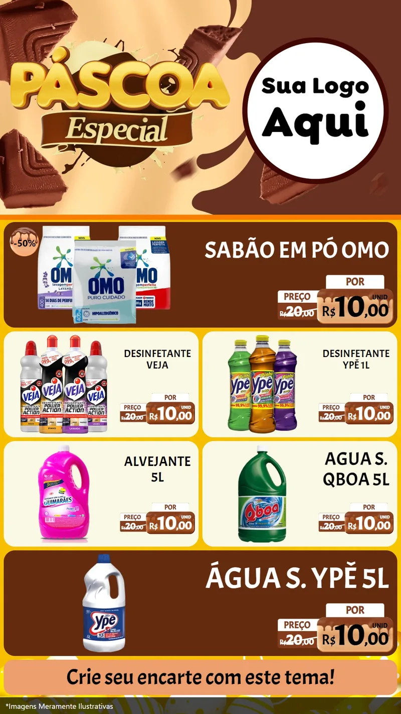 Modelo de TV para TV Vertical com o tema Páscoa Especial para Produtos de Limpeza