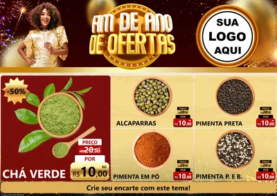 Modelo de Encarte para Encarte A4 Horizontal com o tema Fim de Ano de Ofertas para Produtos Naturais