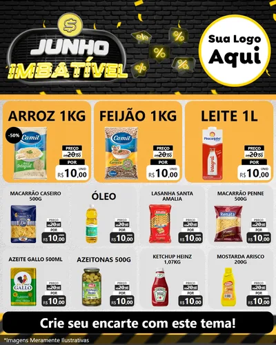 Modelo de Rede Social para Feed Instagram com o tema Junho Imbatível para Supermercado