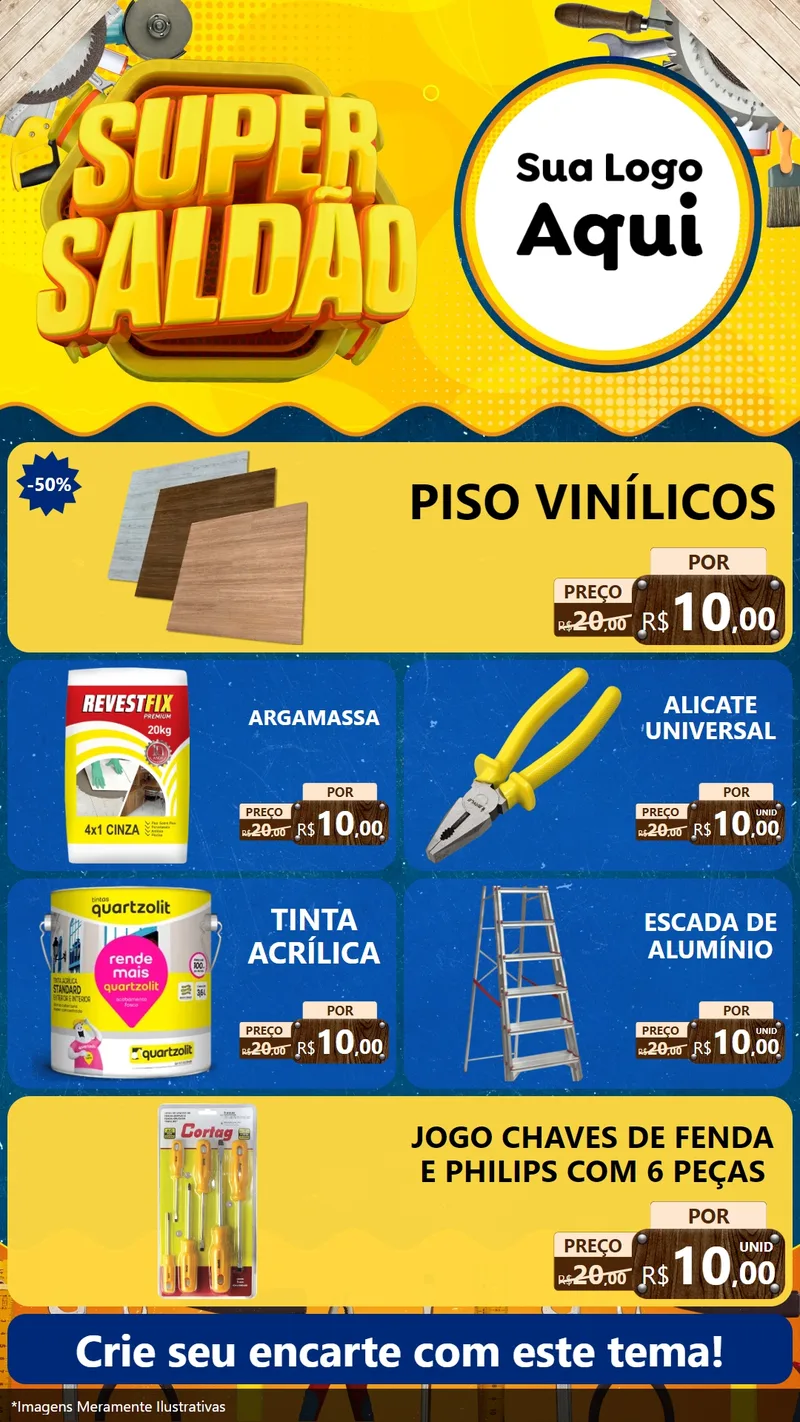 Modelo de TV para TV Vertical com o tema Super Saldão para Material para Construção