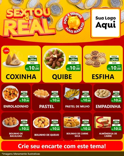 Modelo de Rede Social para Feed Instagram com o tema Sextou do Real para Salgadaria