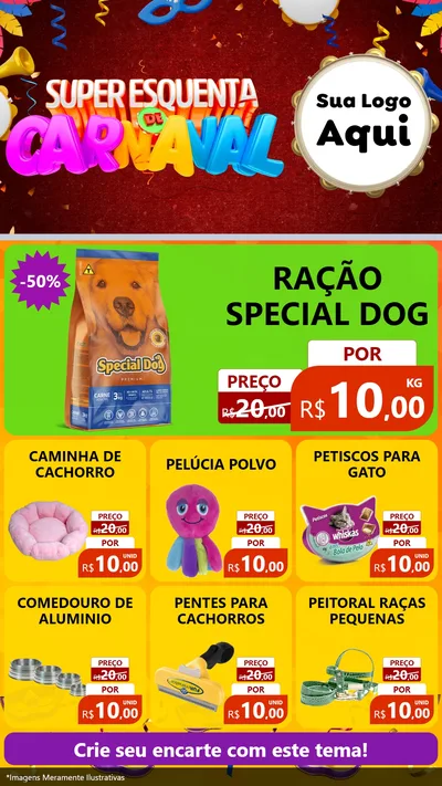 Modelo de Rede Social para Stories com o tema Super Esquenta de Carnaval para Pet Shop