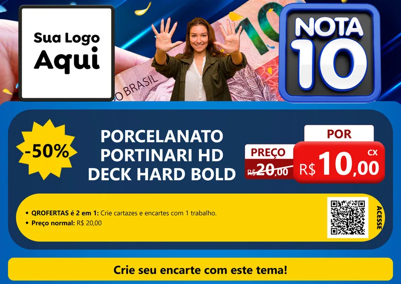 Modelo de Cartaz para Cartaz A4 Horizontal com o tema Nota 10 para Pisos e revestimentos