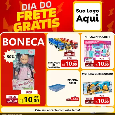 Modelo de Rede Social para Feed Facebook com o tema Dia do Frete Grátis para Brinquedos