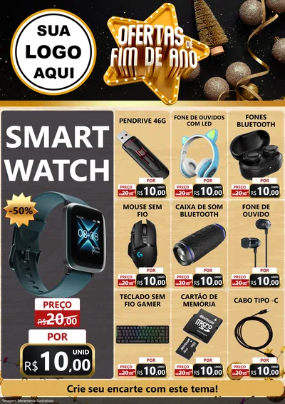 Modelo de Encarte para Encarte A4 Vertical com o tema Ofertas de Fim de Ano para Informática