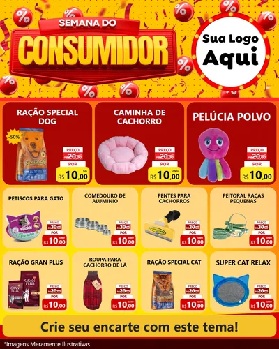 Modelo de Rede Social para Feed Instagram com o tema Semana do Consumidor para Pet Shop