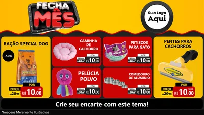 Modelo de TV para TV Horizontal com o tema Fecha Mês para Pet Shop