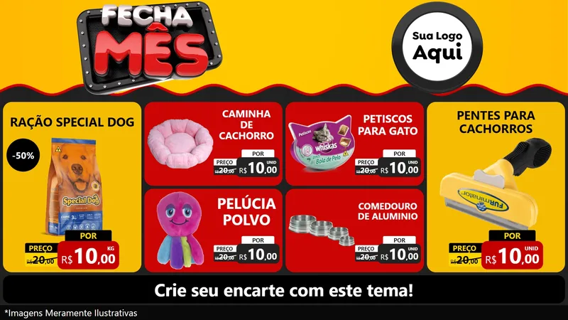 Modelo de TV para TV Horizontal com o tema Fecha Mês para Pet Shop