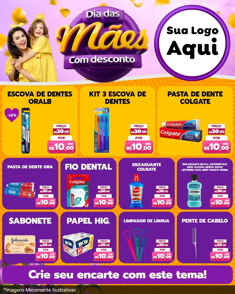 Modelo de Rede Social para Feed Instagram com o tema Dia das Mães com Desconto para Higiene Pessoal