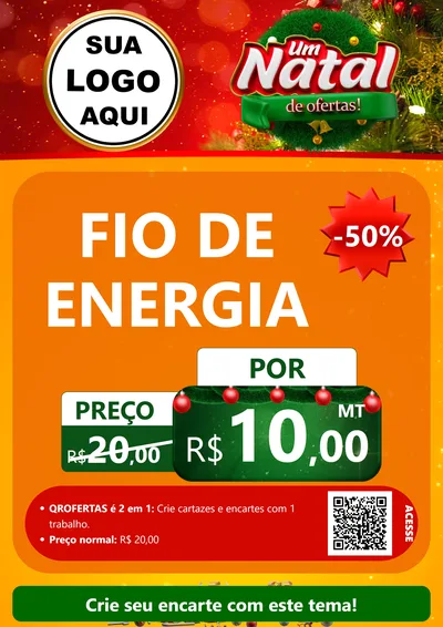 Modelo de Cartaz para Cartaz A4 Vertical com o tema Um Natal de Ofertas para Materiais Elétricos