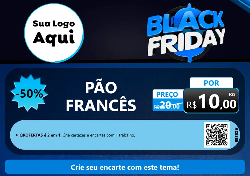 Modelo de Cartaz para Cartaz A4 Horizontal com o tema Black Friday para Padaria