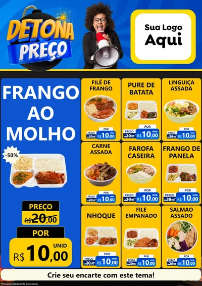 Modelo de Encarte para Encarte A4 Vertical com o tema Detona Preços para Restaurante
