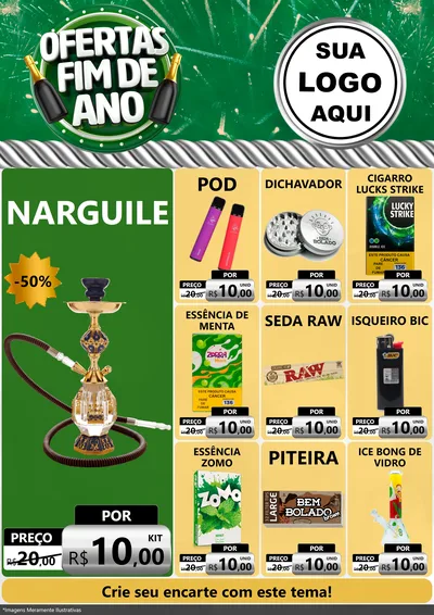 Modelo de Encarte para Encarte A4 Vertical com o tema Ofertas Fim de Ano para Tabacaria
