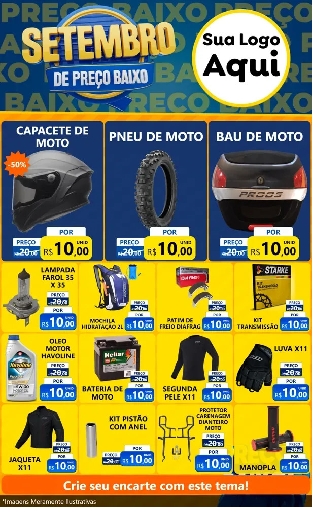 Modelo de Encarte para Encarte Grande com o tema Setembro De Preço Baixo para Moto peças