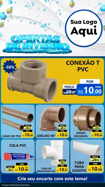 Modelo de Rede Social para Stories com o tema Ofertas de Inverno para Tubos e conexões
