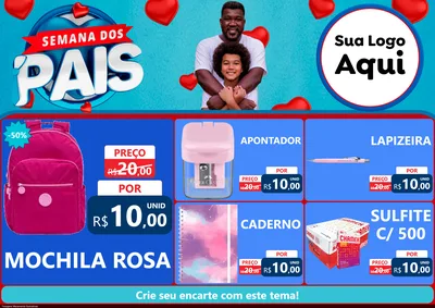 Modelo de Encarte para Encarte A4 Horizontal com o tema Semana Dos Pais para Papelaria