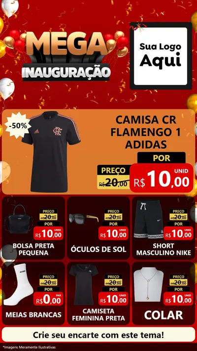 Modelo de Rede Social para Stories com o tema Mega Inauguração para Roupas e acessórios