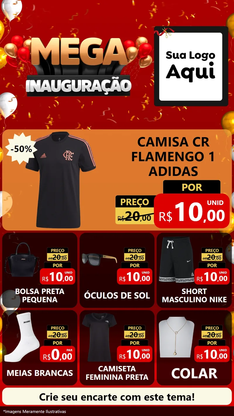 Modelo de Rede Social para Stories com o tema Mega Inauguração para Roupas e acessórios