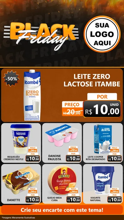 Modelo de Rede Social para Stories com o tema Black Friday para Frios e Laticínios