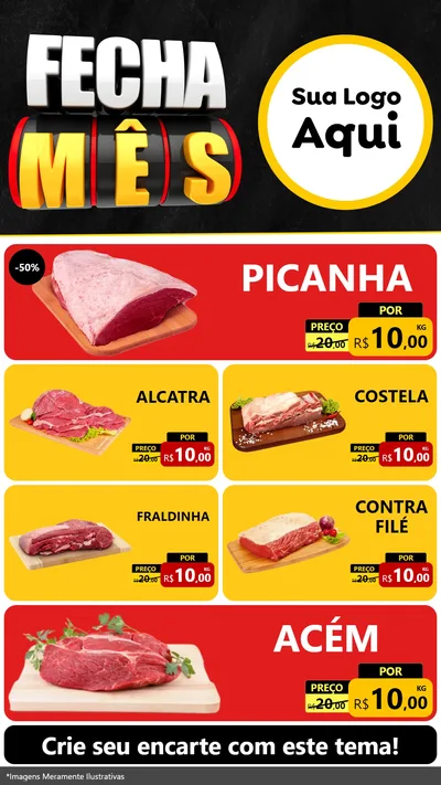 Modelo de TV para TV Vertical com o tema Fecha Mês para Açougue