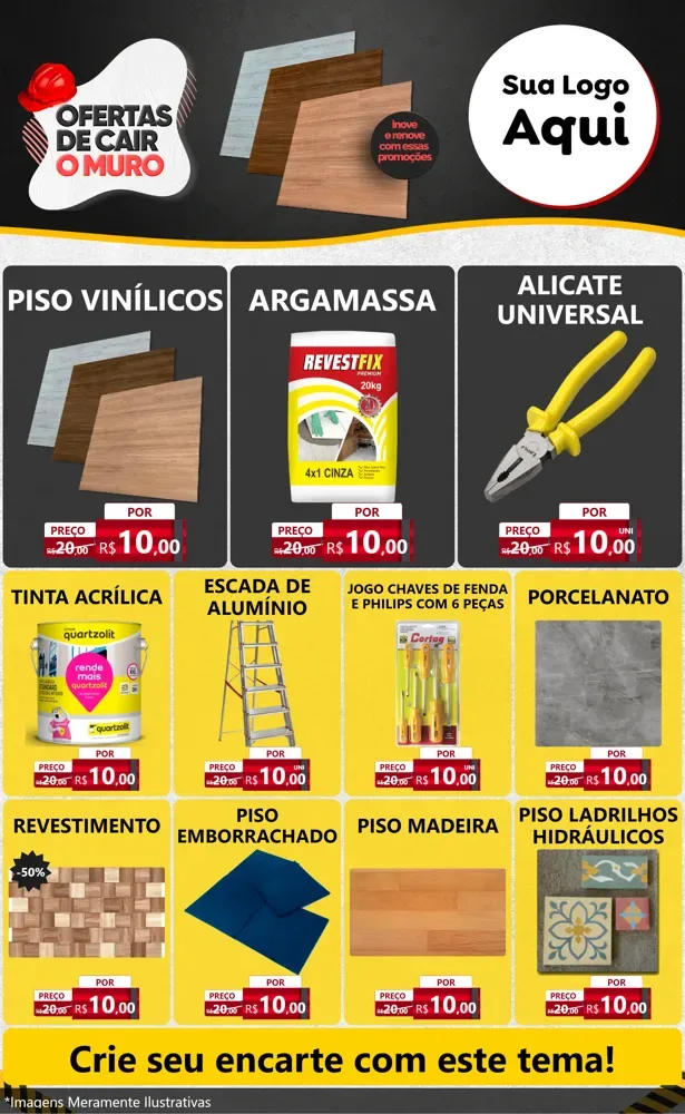 Modelo de Encarte para Encarte Grande com o tema Material de construção para Material para Construção