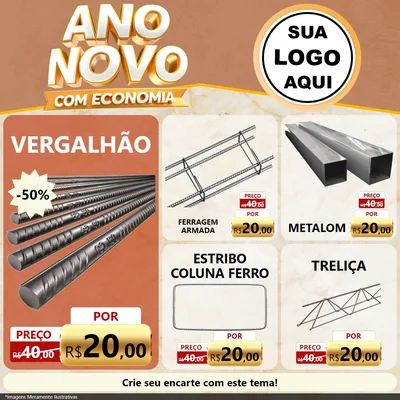Modelo de Rede Social para Feed Facebook com o tema Ano Novo Com Economia para Ferragens
