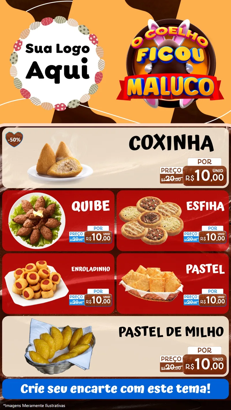 Modelo de TV para TV Vertical com o tema O Coelho Ficou Maluco - Páscoa para Salgadaria