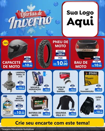 Modelo de Rede Social para Feed Instagram com o tema Ofertas de Inverno para Moto peças