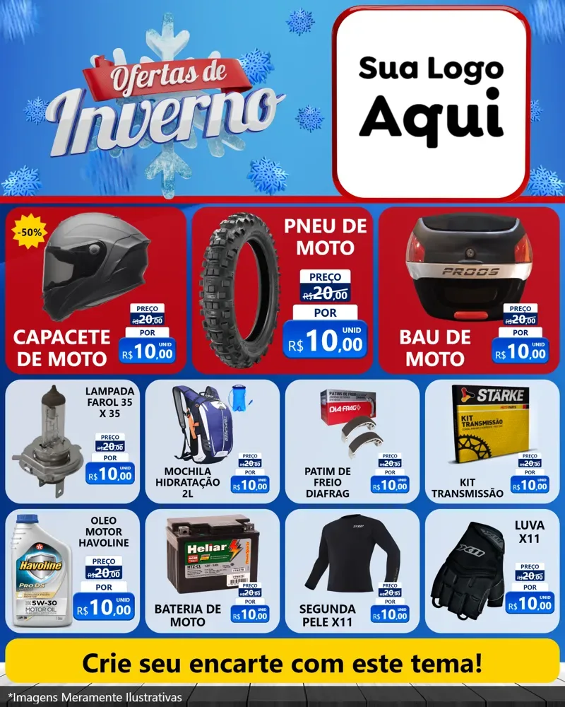 Modelo de Rede Social para Feed Instagram com o tema Ofertas de Inverno para Moto peças