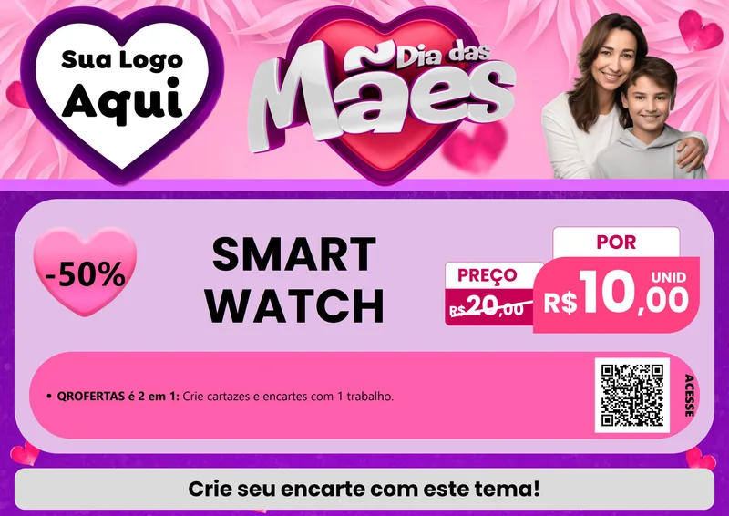 Modelo de Cartaz para Cartaz A4 Horizontal com o tema Dia das Mães para Informática