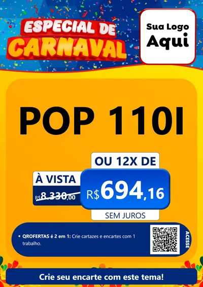Modelo de Cartaz para Cartaz A4 Vertical com o tema Especial de Carnaval para Concessionaria de Motos