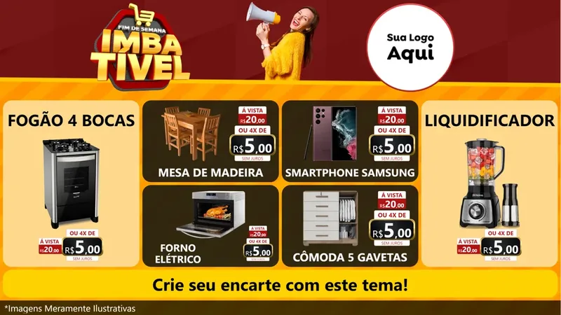 Modelo de TV para TV Horizontal com o tema Fim de Semana Imbatível para Móveis e Eletro