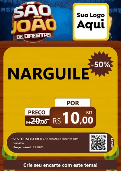 Modelo de Cartaz para Cartaz A4 Vertical com o tema São João Ofertas Imbatíveis! - Junina para Tabacaria