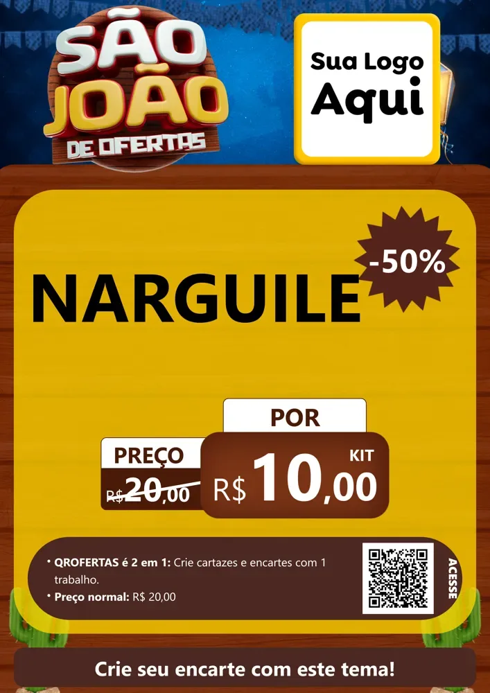 Modelo de Cartaz para Cartaz A4 Vertical com o tema São João Ofertas Imbatíveis! - Junina para Tabacaria