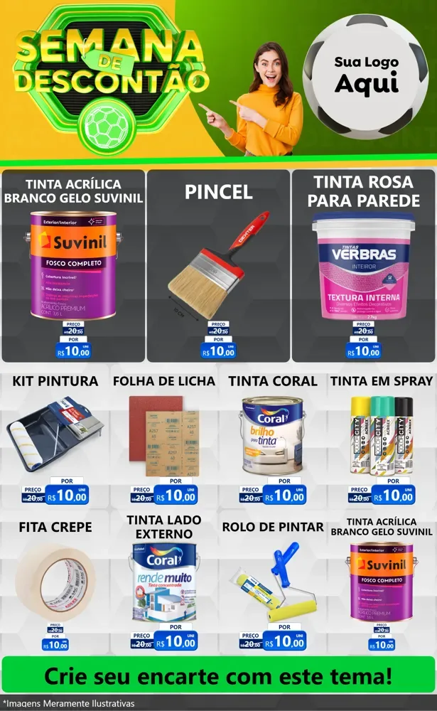 Modelo de Encarte para Encarte Grande com o tema Semana de Descontão - Copa para Tintas e Ferramentas