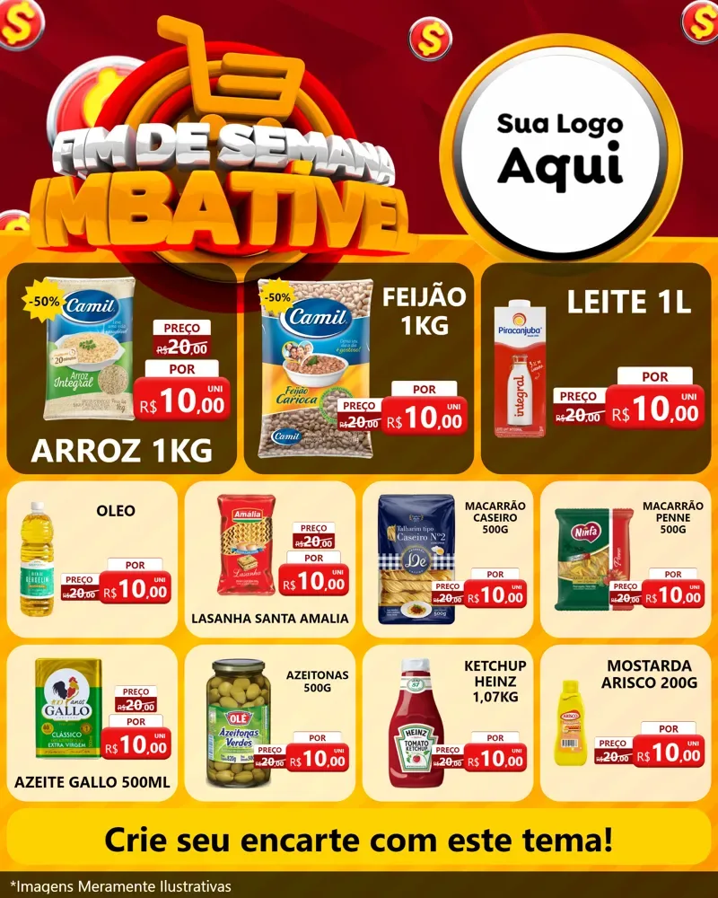 Modelo de Rede Social para Feed Instagram com o tema Fim de Semana Imbatível para Supermercado