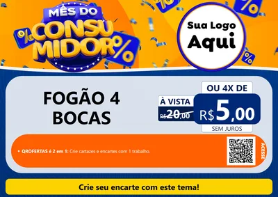 Modelo de Cartaz para Cartaz A4 Horizontal com o tema Mês do Consumidor para Móveis e Eletro
