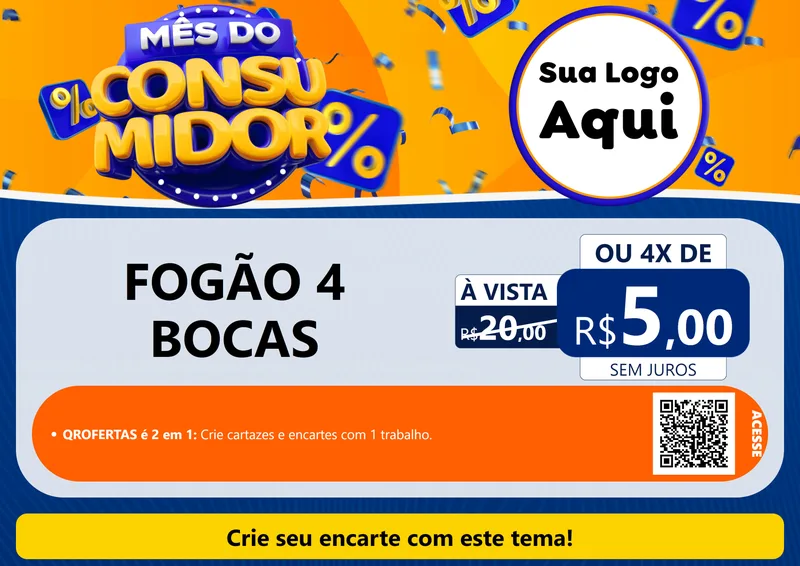 Modelo de Cartaz para Cartaz A4 Horizontal com o tema Mês do Consumidor para Móveis e Eletro