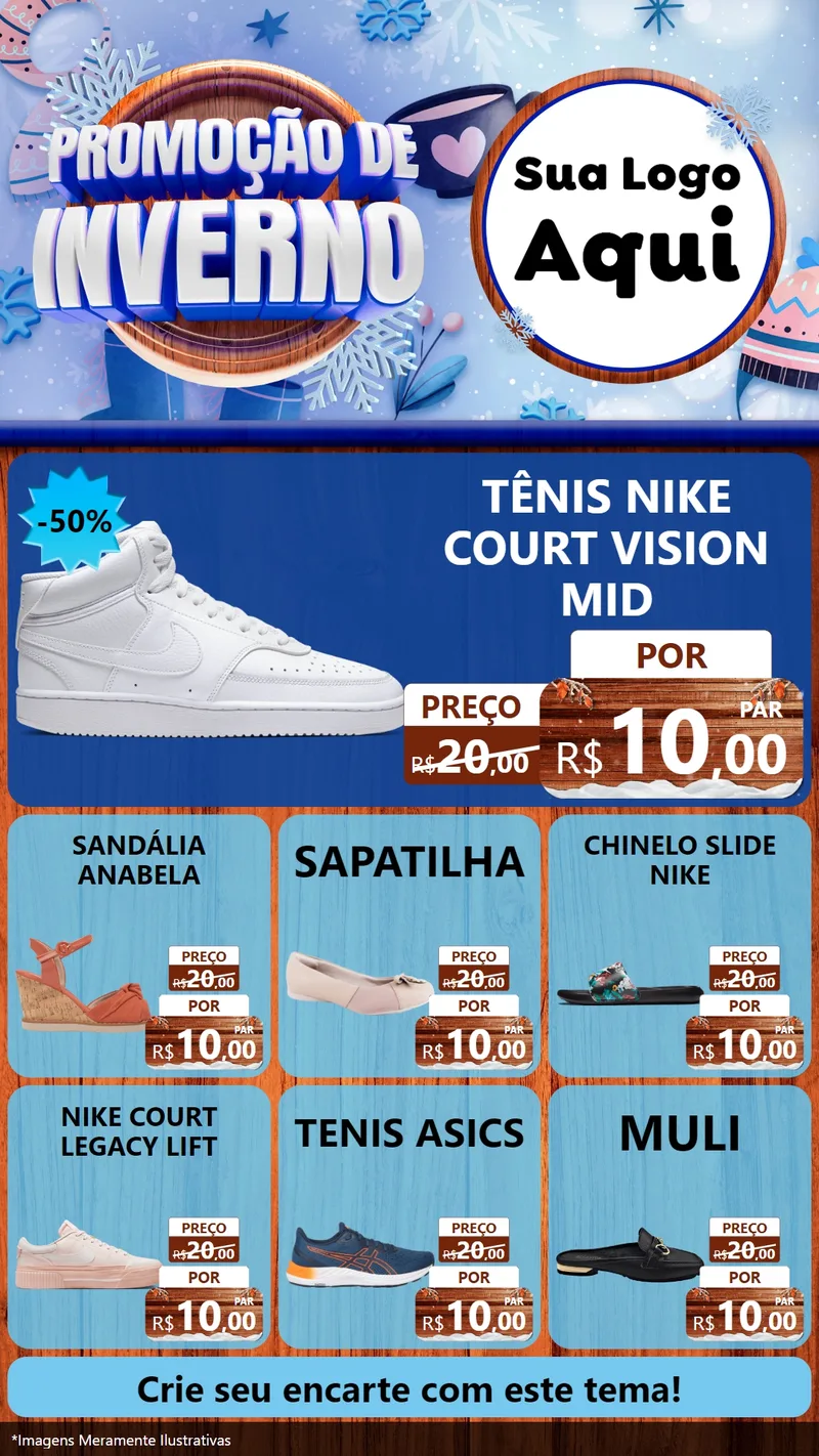 Modelo de Rede Social para Stories com o tema Promoção de Inverno para Calçados