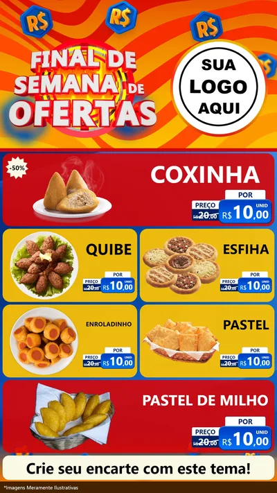 Modelo de TV para TV Vertical com o tema Final de Semana de Ofertas para Salgadaria