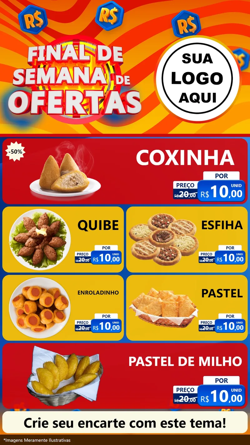 Modelo de TV para TV Vertical com o tema Final de Semana de Ofertas para Salgadaria
