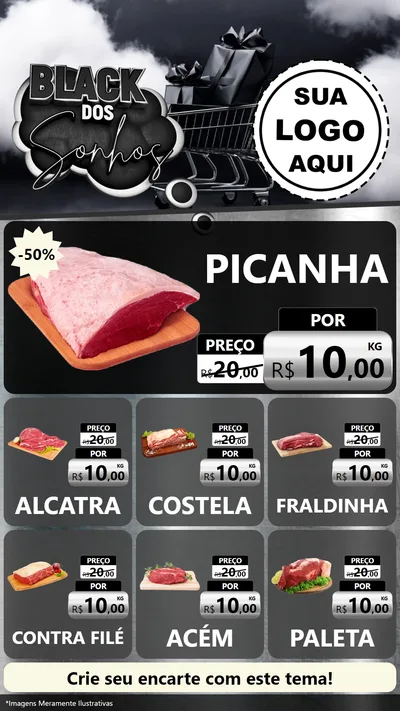 Modelo de Rede Social para Stories com o tema Black dos Sonhos para Açougue