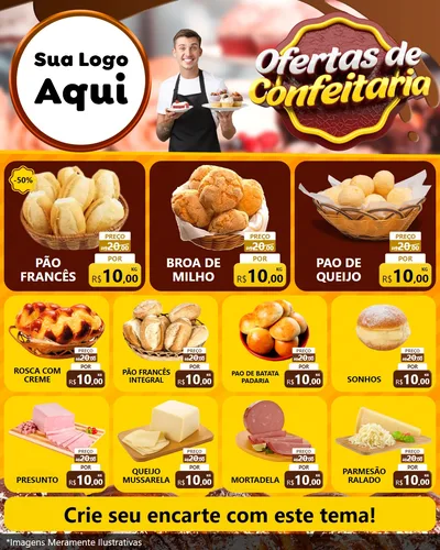Modelo de Rede Social para Feed Instagram com o tema Ofertas de Confeitaria para Padaria