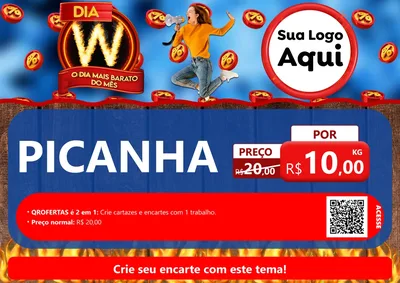 Modelo de Cartaz para Cartaz A4 Horizontal com o tema Dia W - O Dia Mais Barato Do Mês para Açougue