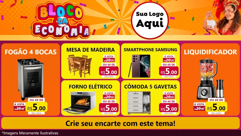 Modelo de TV para TV Horizontal com o tema Bloco da Economia para Móveis e Eletro