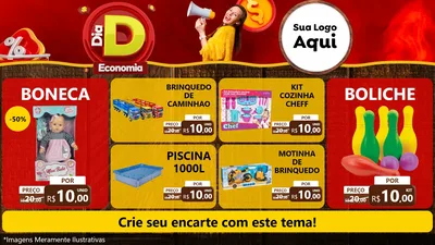 Modelo de TV para TV Horizontal com o tema Dia D Economia para Brinquedos