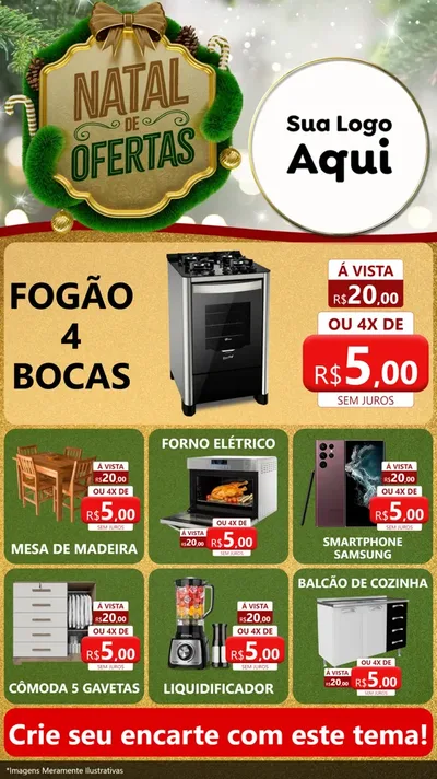 Modelo de Rede Social para Stories com o tema Ofertas de Natal para Móveis e Eletro