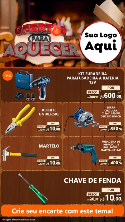 Modelo de TV para TV Vertical com o tema Ofertas Para Aquecer para Maquinas e Ferramentas