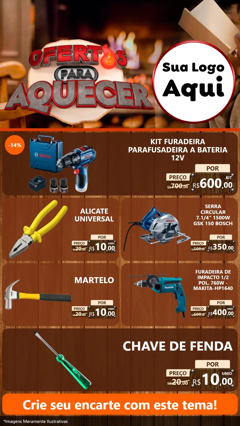 Modelo de TV para TV Vertical com o tema Ofertas Para Aquecer para Maquinas e Ferramentas