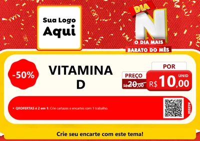 Modelo de Cartaz para Cartaz A4 Horizontal com o tema Dia N o Dia Mais Barato do Mês para Farmácia